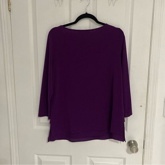 Ivanka Trump Purple Tiered Scoopneck Longsleeve Shirt Womens Size Large - Picture 2 of 7